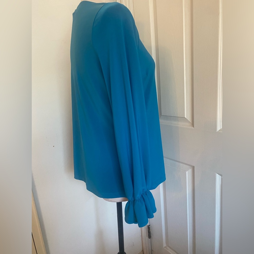 Joseph Ribkoff Pacific Blue Ruffled Cuff Top - Picture 6 of 9